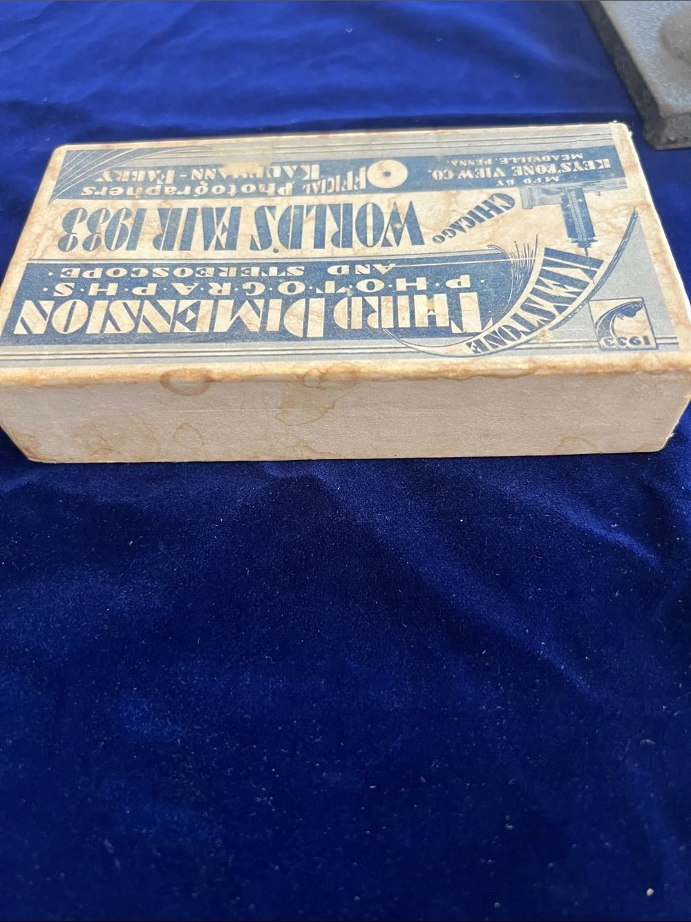 1933 Chicago World Fair, Stereo THIRD DIMENSION STEREOSCOPE- Black, Original Box